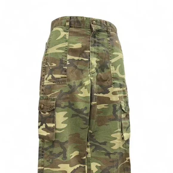 Vintage Camouflage Straight Leg Cargo Pants - Green/Brown - Picture 3 of 6